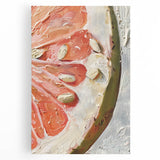 Black and white large art print on canvas featuring assorted fruits, ideal for kitchen wall art.