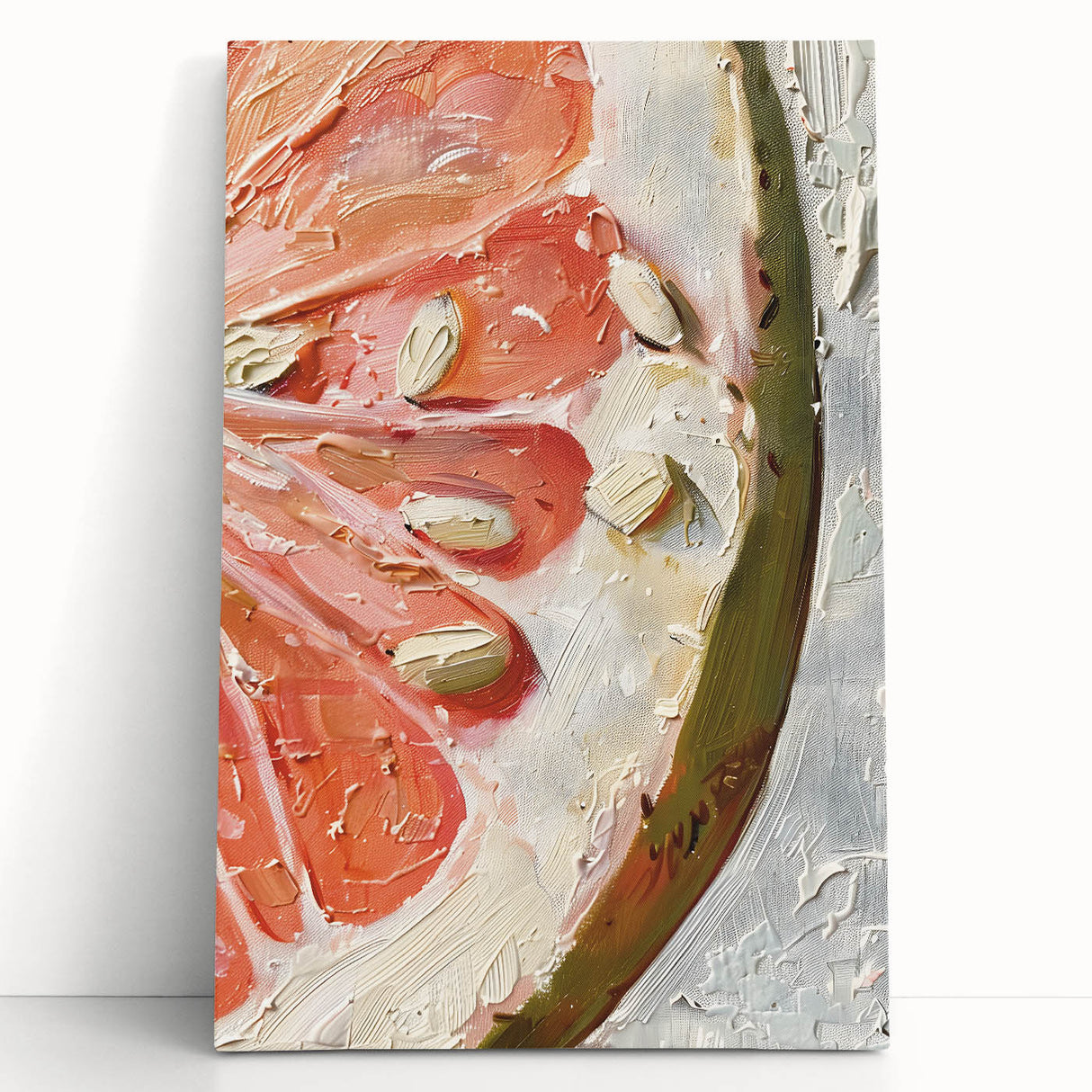 Black and white photo of assorted fruits on a stretched canvas, ideal for kitchen wall art.