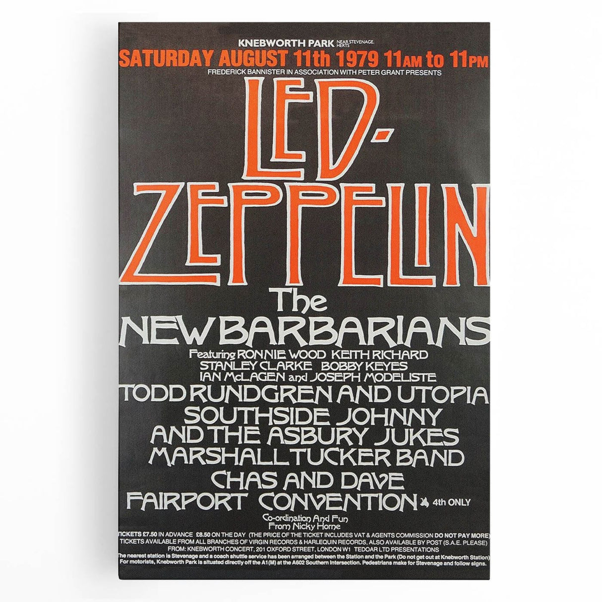 Led Zeppelin Knebworth 1979 Poster | Retro Music Wall Art