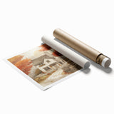 Extra large rolled print featuring a fall floral design in warm orange and brown tones.