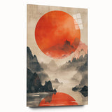 Majestic Red Sun - Contemporary Dining Room Wall Art