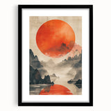 Majestic Red Sun - Contemporary Dining Room Wall Art