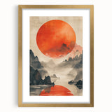 Majestic Red Sun - Contemporary Dining Room Wall Art