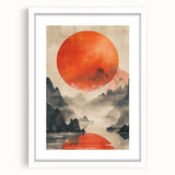 Majestic Red Sun - Contemporary Dining Room Wall Art