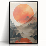 Majestic Red Sun - Contemporary Dining Room Wall Art