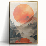 Majestic Red Sun - Contemporary Dining Room Wall Art