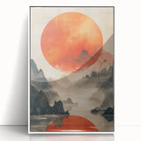 Majestic Red Sun - Contemporary Dining Room Wall Art