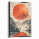 Majestic Red Sun - Contemporary Dining Room Wall Art
