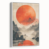 Majestic Red Sun - Contemporary Dining Room Wall Art