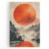 Majestic Red Sun - Contemporary Dining Room Wall Art