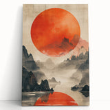 Majestic Red Sun - Contemporary Dining Room Wall Art