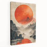 Majestic Red Sun - Contemporary Dining Room Wall Art