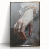 Abstract figurative art piece in a sleek gold frame, showcasing vibrant colors and dynamic shapes, ideal for modern home decor and artistic expression.