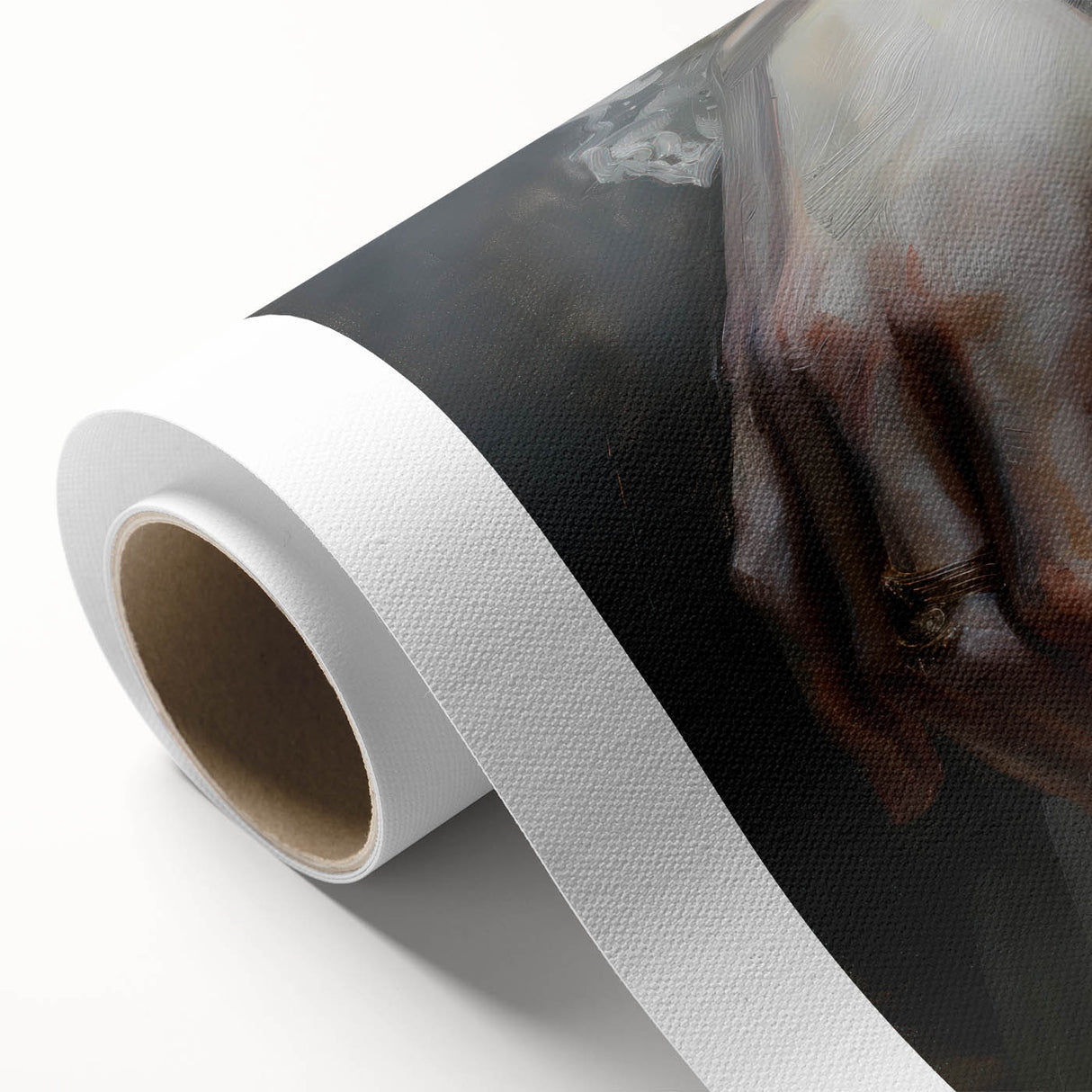 Abstract figurative rolled canvas art showcasing vibrant colors and fluid shapes, ideal for modern home decor, securely packaged in a protective tube.