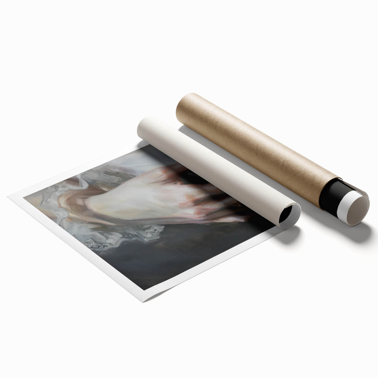 Abstract figurative rolled print showcasing vibrant colors and intricate designs, perfect for modern home decor. Packaged securely in a durable cardboard tube, ideal for art enthusiasts.