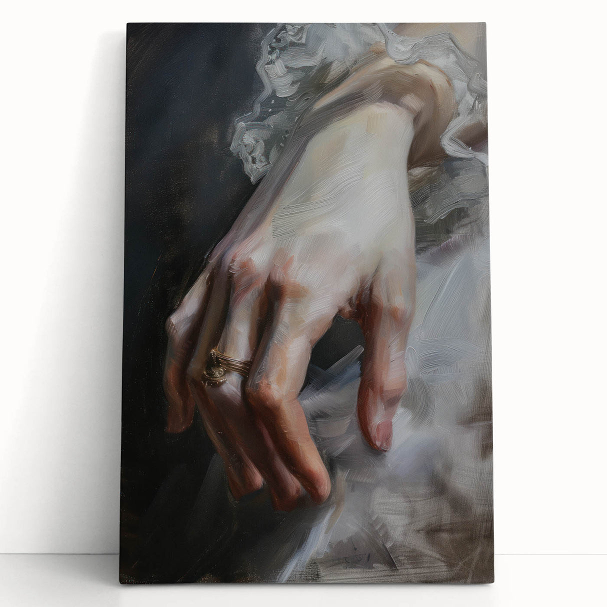 Vibrant abstract figurative stretched canvas artwork featuring bold colors and dynamic shapes, ideal for modern home decor. Perfect for adding an artistic touch to living spaces.