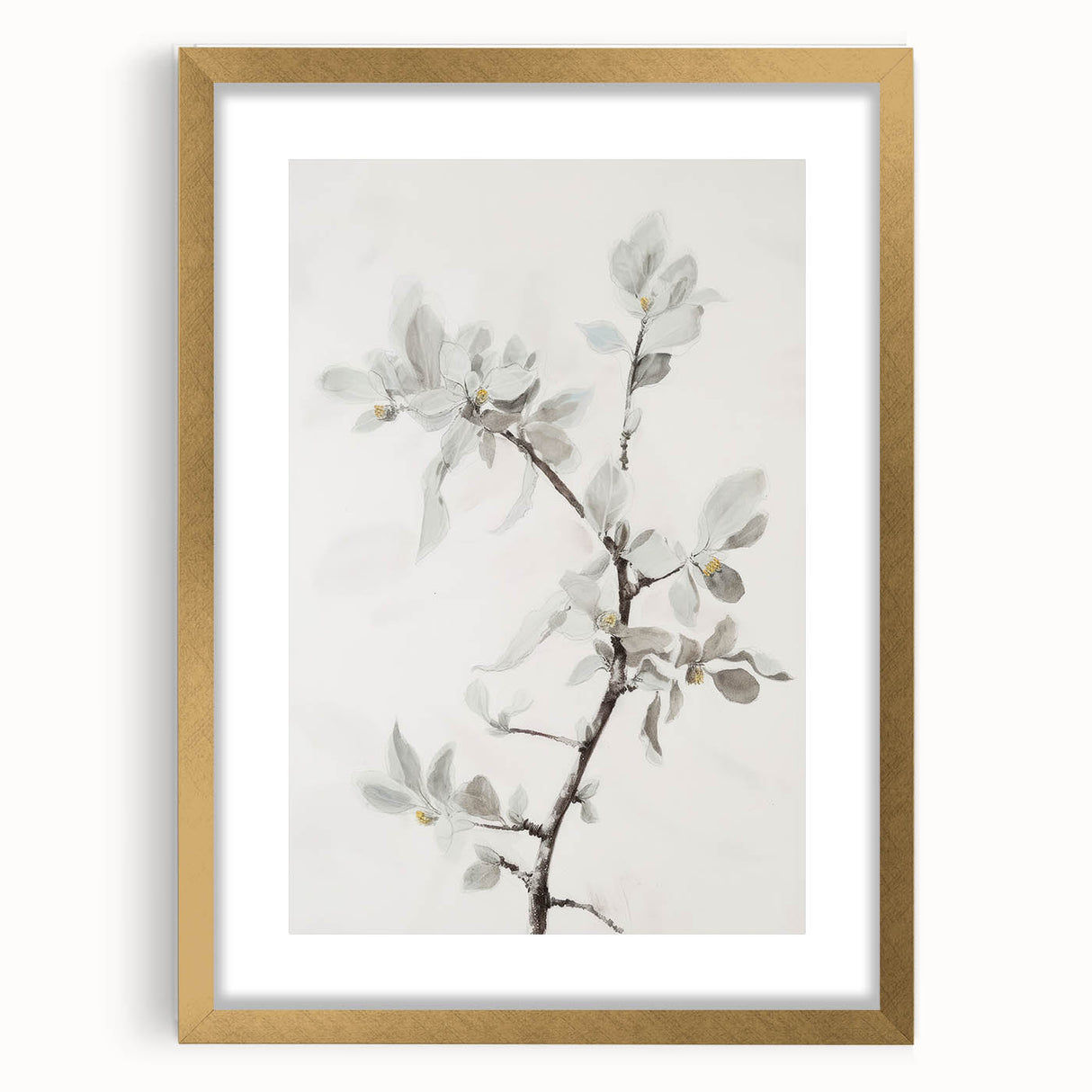 Abstract floral art print framed in gold, showcasing vibrant colors and intricate patterns, perfect for modern home decor and stylish interior design.