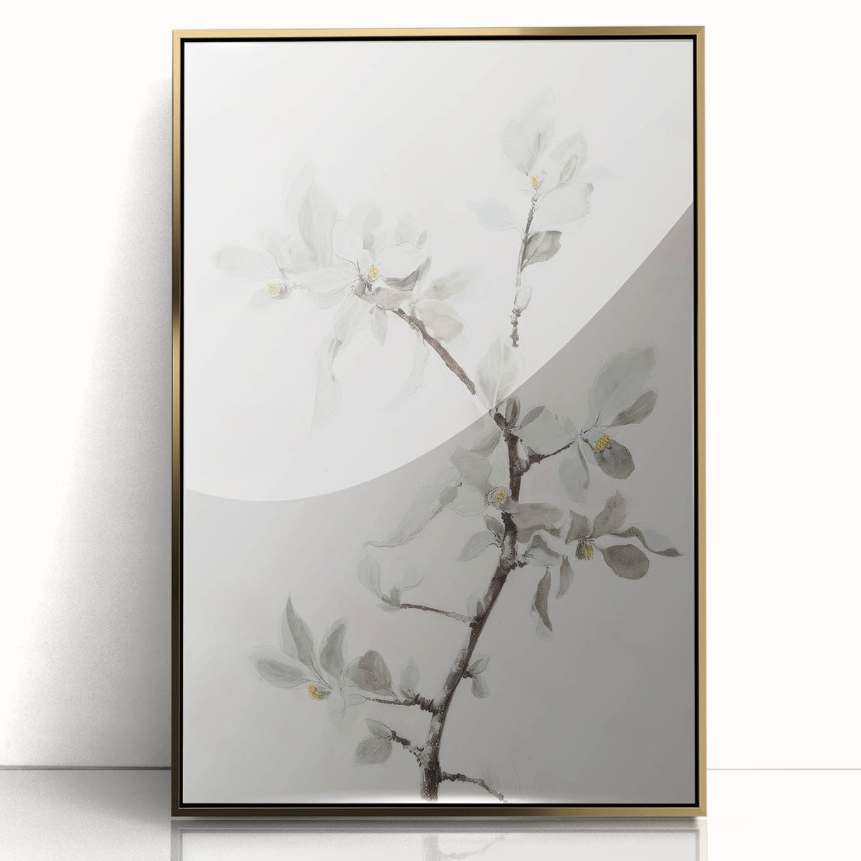 Framed acrylic artwork featuring abstract floral designs in vibrant colors, set in a sleek gold frame, perfect for modern home decor. Ideal for enhancing any living space.