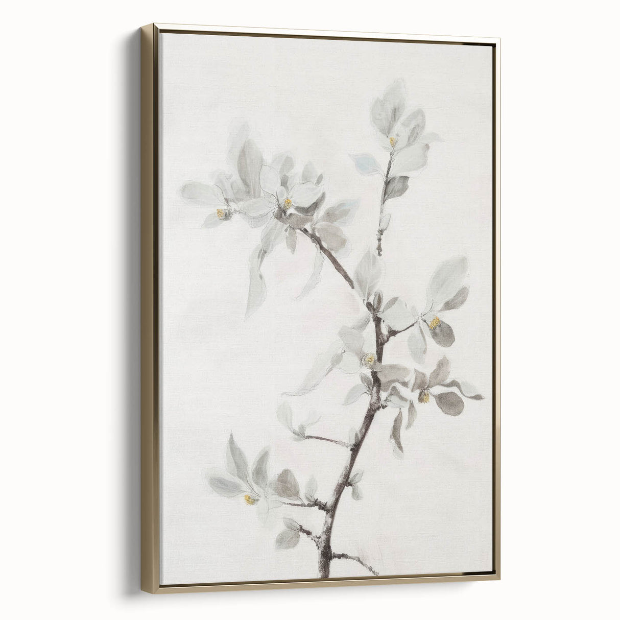 Framed abstract floral canvas artwork with gold accents, showcasing vibrant colors and intricate designs, ideal for modern home decor. Perfect for adding elegance to any room.