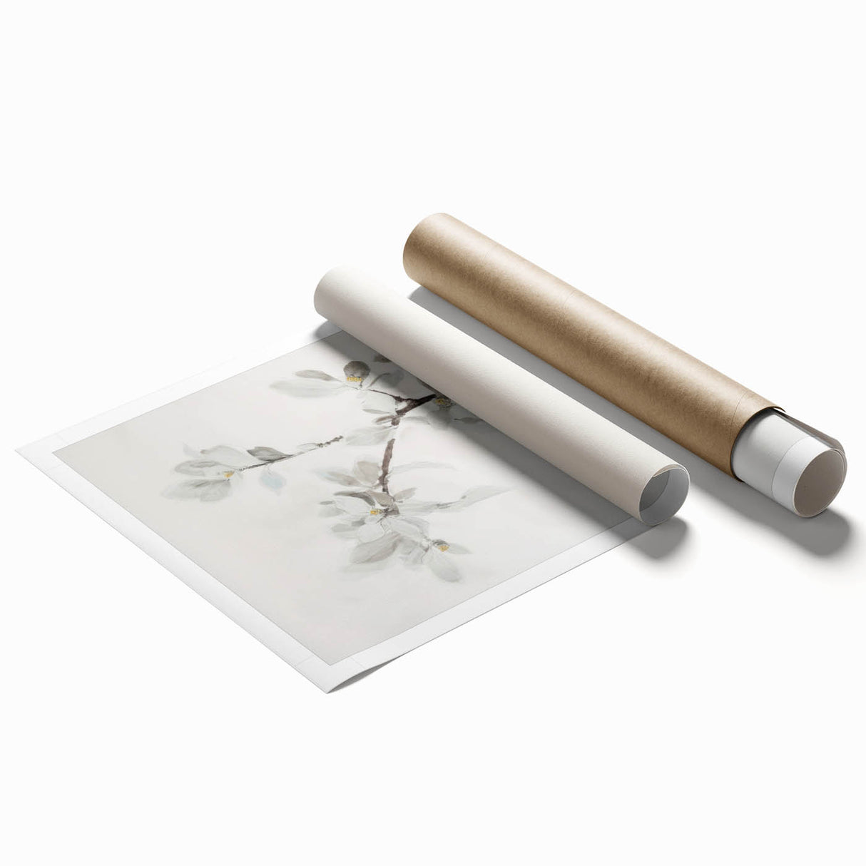 Vibrant abstract floral design rolled print showcasing a blend of bold colors and intricate patterns, ideal for modern home decor, packaged securely in a sturdy tube.
