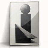 Framed abstract minimalist wall art featuring a silver acrylic front, showcasing geometric shapes and soft color gradients, perfect for modern home decor.