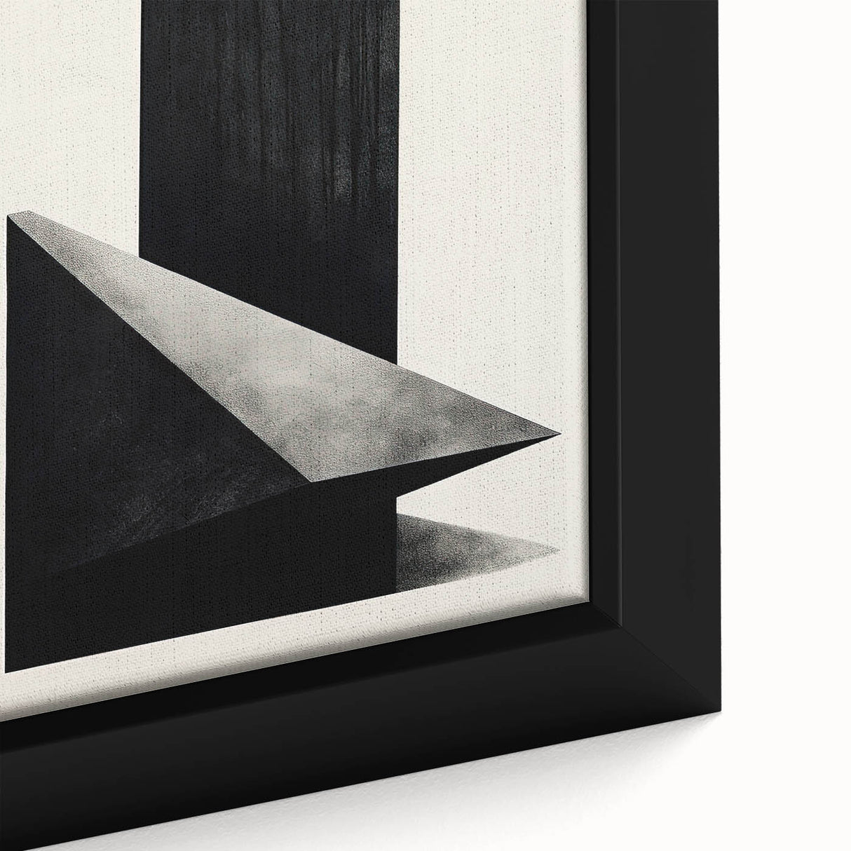 Close-up of a framed abstract minimalist wall art piece featuring soft pastel colors and geometric shapes, ideal for modern home decor.