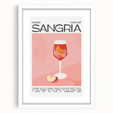 Abstract art print featuring assorted food and drink items in soft pastel hues on a white framed mat.