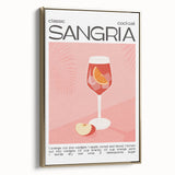 Framed canvas landscape painting featuring vintage poster art of food and drinks, ideal for bedroom wall decor.