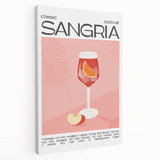 Large stretched canvas featuring a colorful illustration of various fruits and beverages, ideal for kitchen wall art.