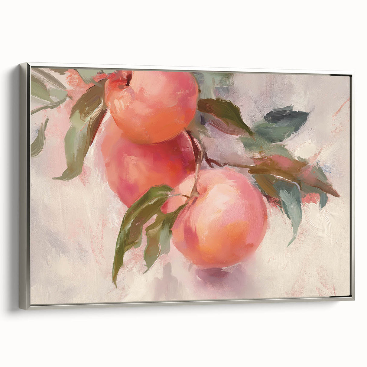 Landscape art painting of colorful fruits on a black background, framed canvas, ideal for kitchen wall decor.