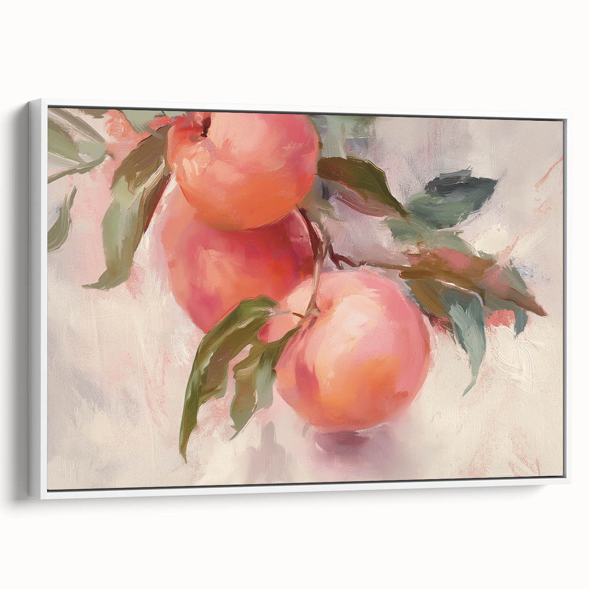 Vintage poster art of colorful fruits on a large framed canvas, ideal for living room decor.