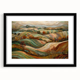 Extra large abstract art print featuring textured, colorful foliage on a black framed canvas, ideal for living room decor.