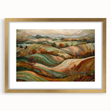 Extra large abstract art print with textured autumn colors in a gold frame, ideal for living room decor.