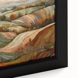 Extra large framed canvas featuring a textured depiction of a fall scene in black with colorful accents.