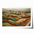 Rolled print of a fall-themed floral art in warm red and orange tones, suitable for dining room decor.