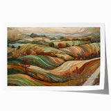 Rolled print of a fall-themed floral art in warm red and orange tones, suitable for dining room decor.