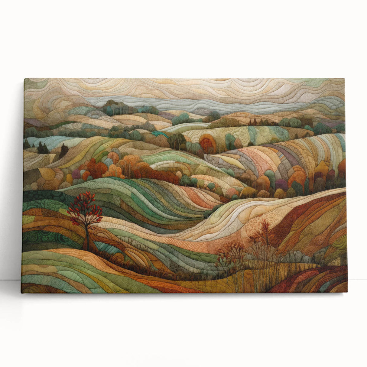 Large black and white stretched canvas depicting a minimalist autumn tree.