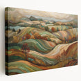 Autumn-themed abstract painting on stretched canvas, featuring warm orange and brown tones, ideal for kitchen wall art.