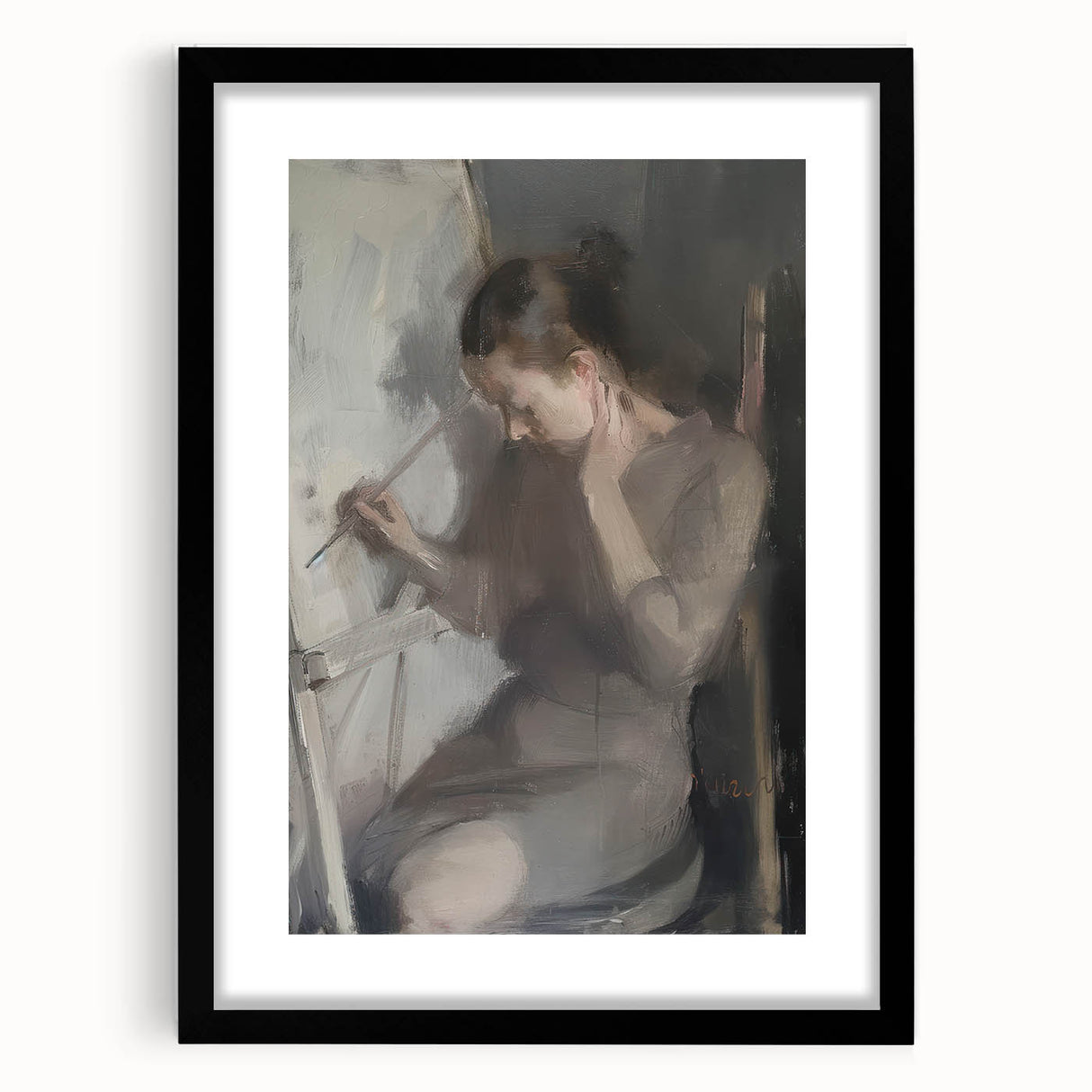 Abstract figurative frame with a black matte finish, showcasing a modern design that enhances any interior decor. Ideal for contemporary art lovers seeking stylish wall accents.