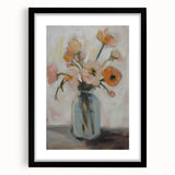 Abstract floral frame artwork in a black mat with vibrant colors, showcasing intricate designs ideal for modern home decor. Perfect for enhancing any living space.