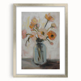 Abstract floral frame featuring intricate silver detailing and a soft mat, perfect for enhancing modern decor. Ideal for showcasing artwork or photographs.