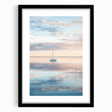 Abstract landscape artwork displayed in a black frame with a mat, showcasing vibrant colors and dynamic shapes, perfect for modern home decor.