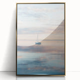 Abstract landscape artwork in a sleek gold-framed acrylic display, showcasing vibrant colors and dynamic shapes that evoke a sense of tranquility and modern elegance. Perfect for enhancing contemporary home decor or artistic spaces.