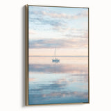 Framed abstract landscape canvas art with gold accents, showcasing a serene scene of rolling hills and a sunset, perfect for modern home decor.