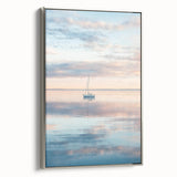 Framed abstract landscape canvas art with a silver frame, showcasing vibrant colors and fluid shapes, perfect for modern home decor or office spaces, viewed from the side.