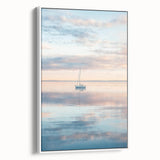 Abstract landscape canvas art in a white frame, showcasing vibrant colors and dynamic shapes, perfect for modern home decor. Ideal for enhancing living spaces with a touch of contemporary elegance.