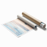 Abstract landscape rolled print showcasing vibrant colors and textured patterns, elegantly packaged in a protective tube, perfect for modern decor enthusiasts.