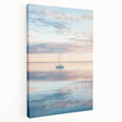 Stretched canvas artwork depicting an abstract landscape with vibrant colors and dynamic shapes, showcasing a side view that highlights its textured finish and depth. Ideal for modern home decor, this piece adds a contemporary touch to any space.