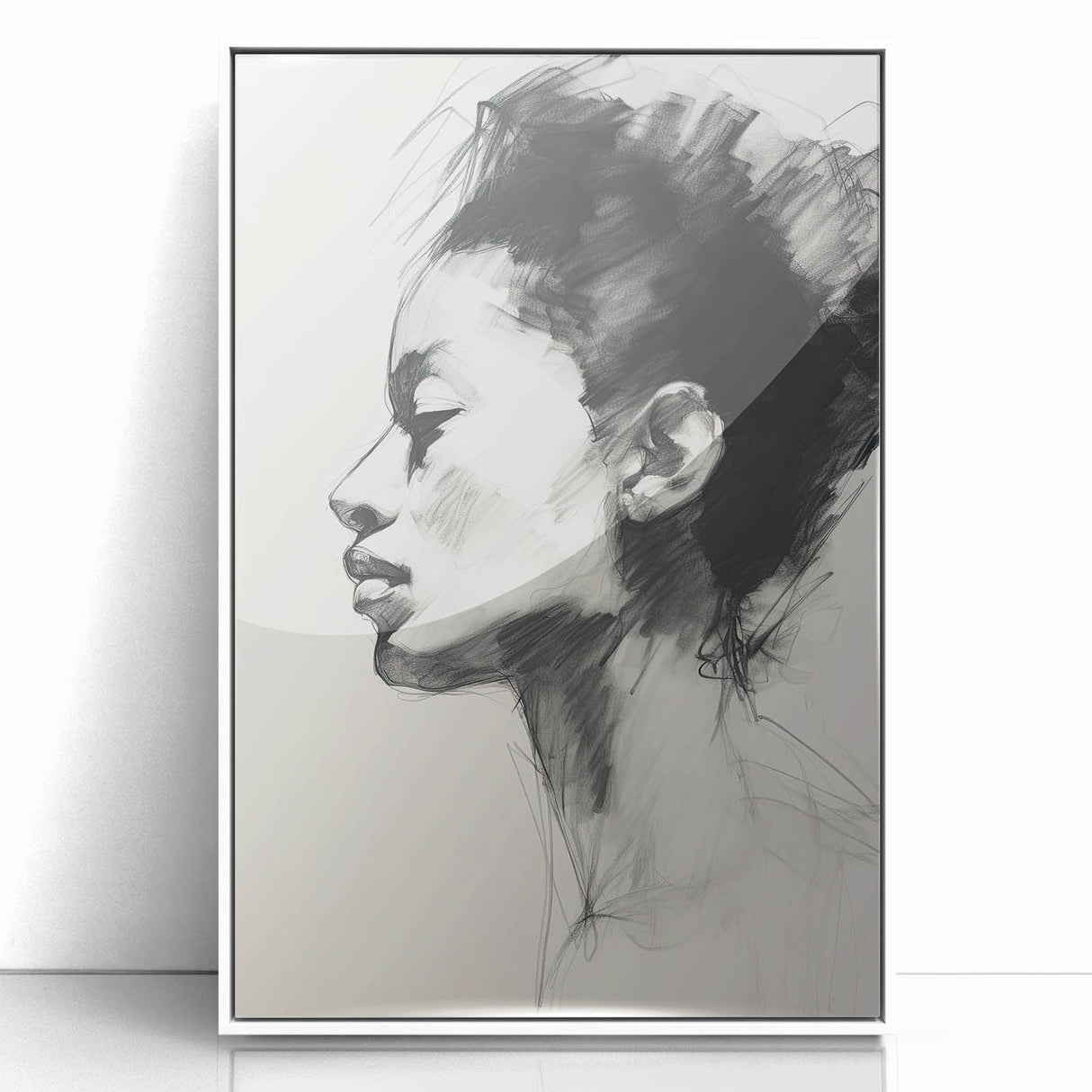 Framed minimalist abstract wall art displaying a white acrylic design, perfect for modern decor, showcasing clean lines and a serene aesthetic. Ideal for enhancing any living space or office environment.