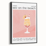 Black and white vintage poster art of a landscape on framed canvas, suitable for bedroom decor.